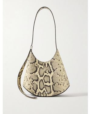 Jil Sander Kleine Schultertasche Aus Leder Mit Schlangeneffekt Und Verzierung - Weiß