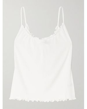 Deiji Studios Flounce Shirred Cotton And Wool-Blend Top - White