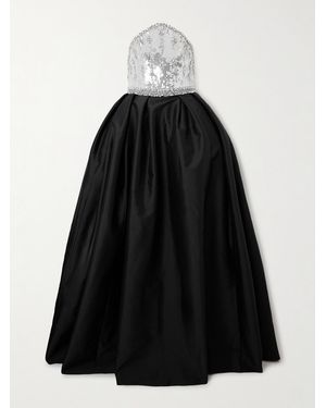 Sabina Bilenko Crystal-Embellished Sequined Mikado Gown - Black