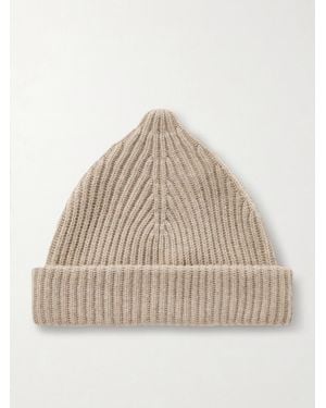 Loro Piana Juniper Ribbed Cashmere Beanie - Natural
