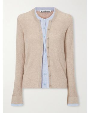 Acne Studios Kalet Layered Ribbed-Knit Silk And Wool-Blend Cardigan - Natural