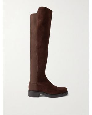 Stuart Weitzman 5050 Celia Suede And Stretch Over-The-Knee Boots - Brown