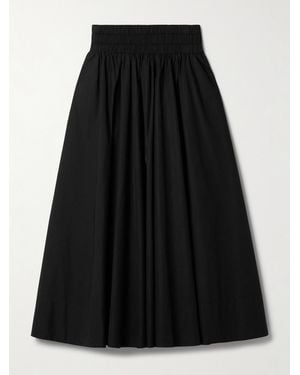 Suzie Kondi The Kyria Gathered Cotton-Poplin Midi Skirt - Black