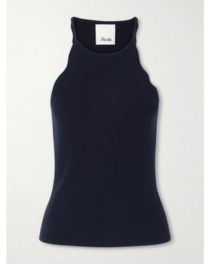 Allude Ribbed Wool And Cashmere-Blend Top - Blue