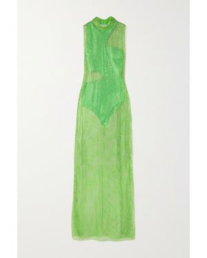 Stella McCartney Crystal-Embellished Mesh Maxi Dress - Green