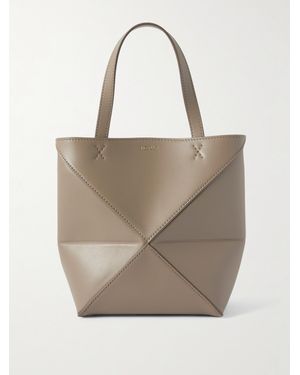 Loewe Puzzle Fold Convertible Mini Leather Tote - Natural