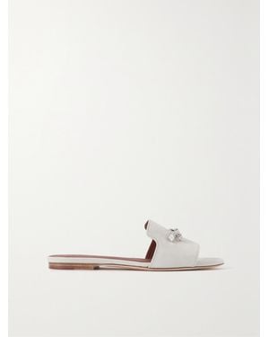 Loro Piana Summer Charms Pantoletten Aus Veloursleder - Natur