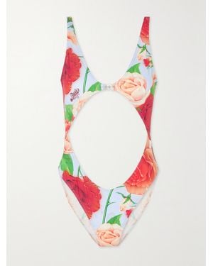 Loewe Paula's Ibiza Roses Cutout Floral-Print Stretch Swimsuit - Red