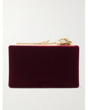 Erdem Bloom Velvet Clutch - Red