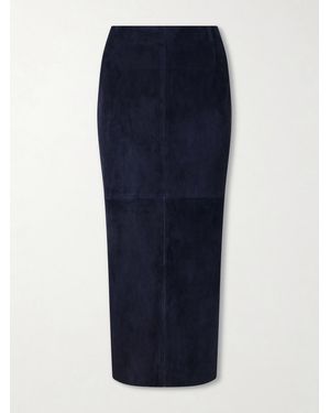 Nour Hammour Selly Leather Midi Skirt - Blue