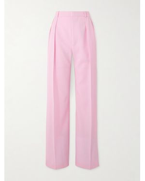 Wardrobe NYC Pleated Grain De Poudre Wool Wide-Leg Pants - Pink