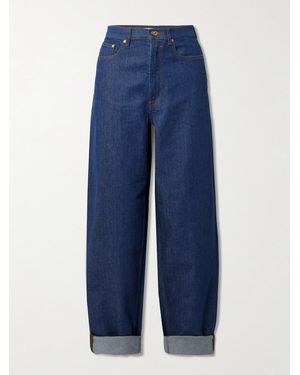 Zimmermann Illuminate Belted High-Rise Barrel-Leg Jeans - Blue