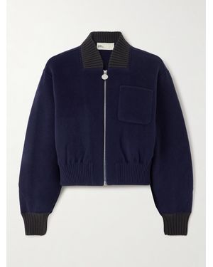 Tory Burch Wool Bomber Jacket - Blue