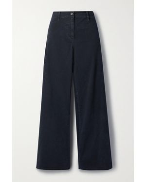 Nili Lotan Megan Cotton-Blend Twill Wide-Leg Trousers - Blue