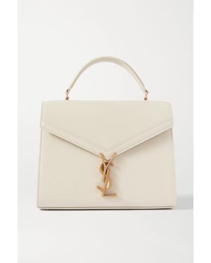 Saint Laurent Cassandra Mittelgroße Tote Aus Strukturiertem Leder - Weiß