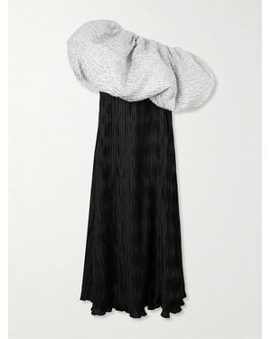 Dima Ayad Convertible Popcorn Lamé And Plissé-Crepe Gown - White