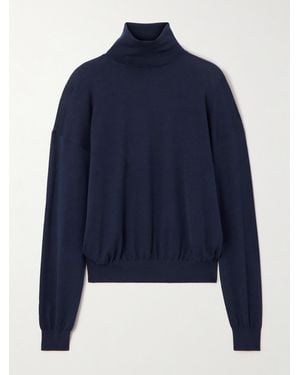 Saint Laurent Wool, Cashmere And Silk-Blend Turtleneck Sweater - Blue