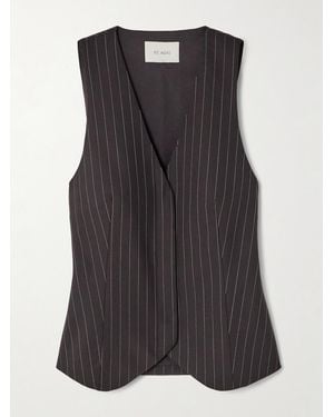 St. Agni Pinstriped Virgin Wool-Blend Vest - Black