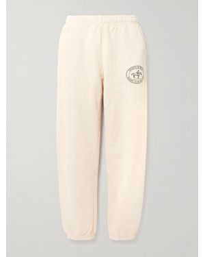 Sporty & Rich Riding Club Printed Cotton-Jersey Tapered Joggers - Natural
