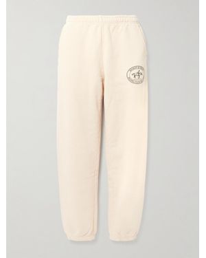 Sporty & Rich Riding Club Jogginghose Aus Baumwoll-Jersey Mit Print - Natur
