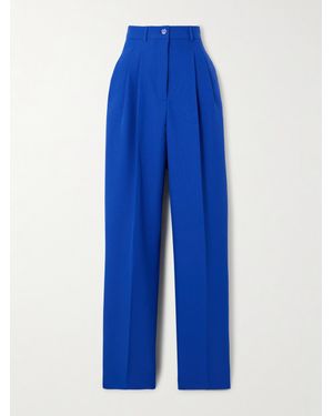 Tolu Coker Pleated Twill Straight-Leg Trousers - Blue