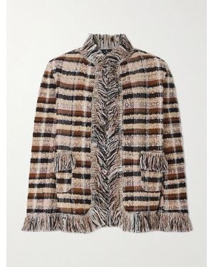 Etro Jacke Aus Kariertem Tweed Mit Fransen - Grau
