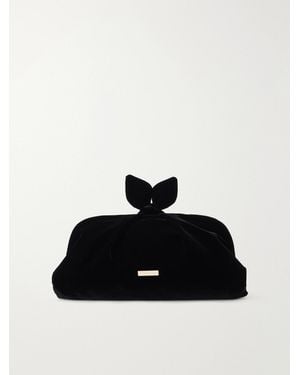 Aquazzura Bow Tie Velvet Clutch - Black