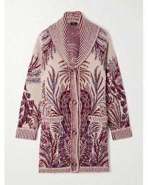Etro Oversized-Cardigan Aus Einer Woll-Baumwollmischung - Rot