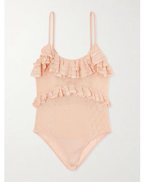 Ulla Johnson Bania Ruffled Knitted Bodysuit - Pink