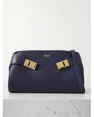 Ferragamo Hug Embellished Textured-Leather Shoulder Bag - Blue