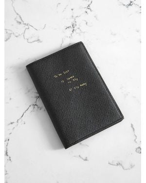 Smythson Thomas Lélu Panama Textured-Leather Passport Holder - Black
