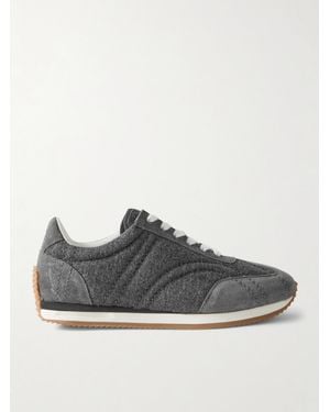 TOTEME Suede-Trimmed Wool-Flannel Trainers - Grey