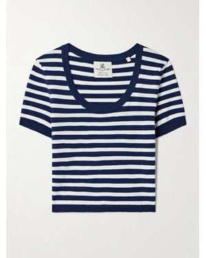 Denimist Cropped Striped Recycled Stretch-Knit Sweater - Bleu