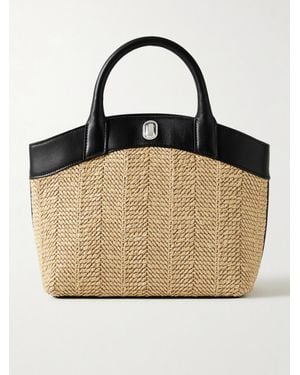 SAVETTE Tondo Small Leather-Trimmed Raffia Tote - Natural