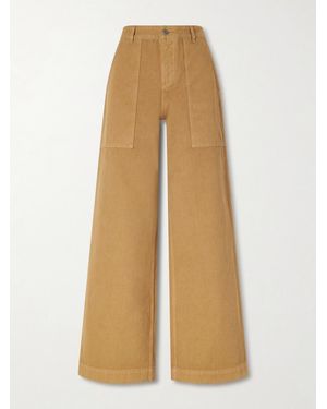 Moncler Wide-Leg Cotton-Canvas Trousers - Natural