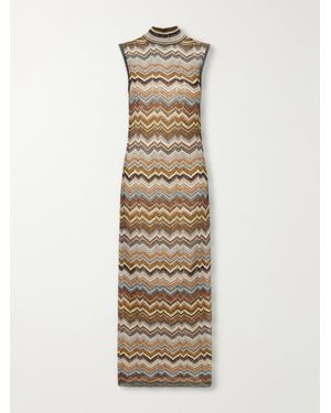 Missoni Striped Metallic Crochet-Knit Maxi Dress - White