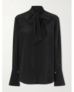 Sa Su Phi Pussy-Bow Polka-Dot Silk-Satin Blouse - Black