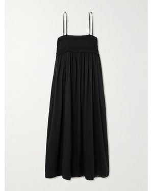 Posse Danielle Lace-Trimmed Cotton Midi Dress - Black