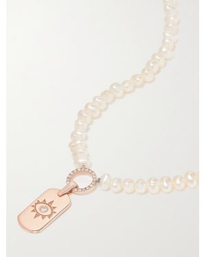 Diane Kordas Evil Eye 14-Karat Rose, Pearl And Diamond Necklace - Natural