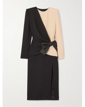 Valentino Garavani Bow-Detailed Two-Tone Wool Midi Dress - Black