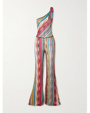 Missoni One-Shoulder Metallic Crochet-Knit Jumpsuit - White