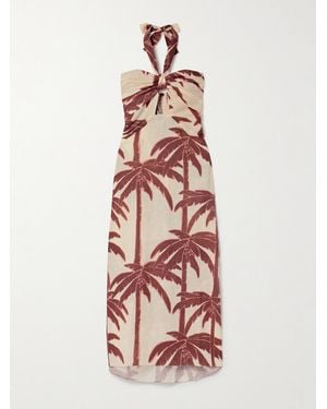Johanna Ortiz Water Adventure Neckholder-Midikleid Aus Bedrucktem Leinen Mit Cut-Out - Weiß