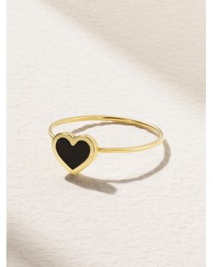 Jennifer Meyer Extra Small Heart 18-Karat Onyx Ring - Metallic