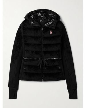Moncler Hooded Quilted Fleece Down Jacket - Black