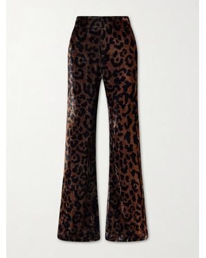 Alix Of Bohemia Farah Leopard-Print Velvet Flared Pants - Schwarz