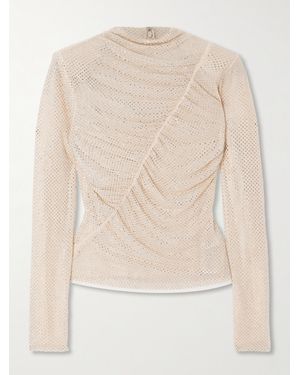 Self-Portrait Haut En Jersey À Fronces Et À Cristaux - Neutre