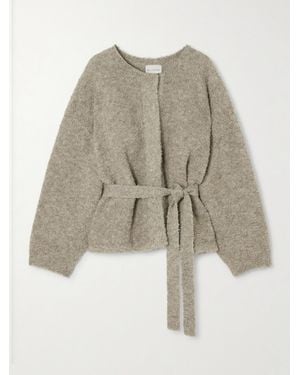 Deiji Studios Pod Cardigan Aus Bouclé Mit Bindegürtel - Natur