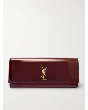 Saint Laurent Kate Patent-Leather Clutch - Red