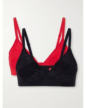 Spanx Stretch Lace Triangle Bralette - Red