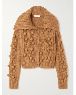 FRAME Bauble Pompom-Embellished Mohair-Blend Cardigan - Brown